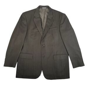 Oscar De La Renta Men Suit Jacket Mens 46L Brown Black Houndstooth Wool Blazer